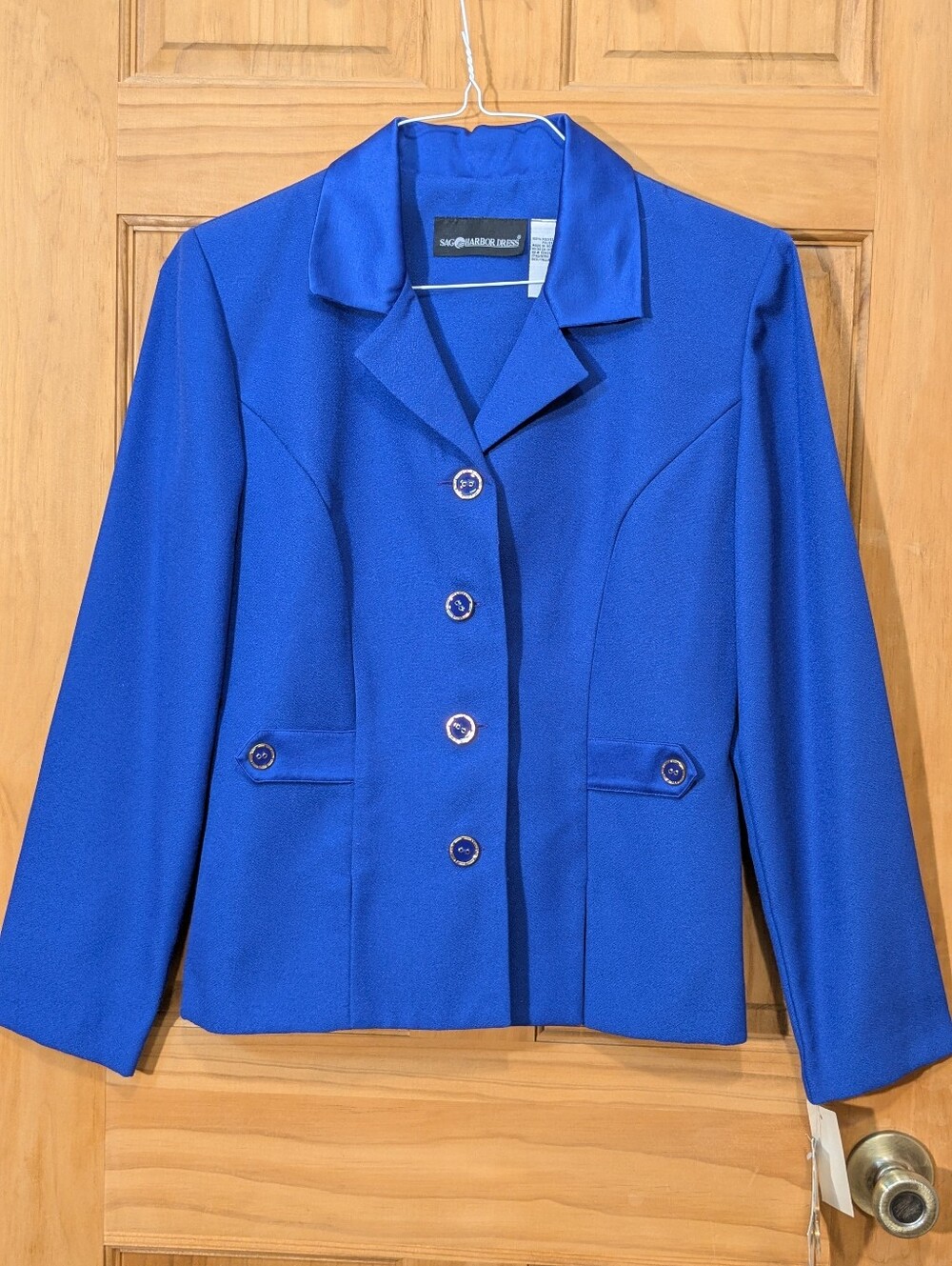 NWT Sag Harbor Dress Blazer Jacket Royal Blue Polyester Sz 8 Career Office VTG
